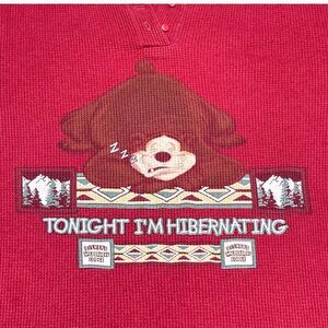 Wilderness Lodge Vintage Disney World Tonight I'm Hibernating Bear Red Nightgown
